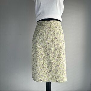 Vintage Faded Glory Green Purple Floral Stretch Skirt Womens Size XL (16/18)